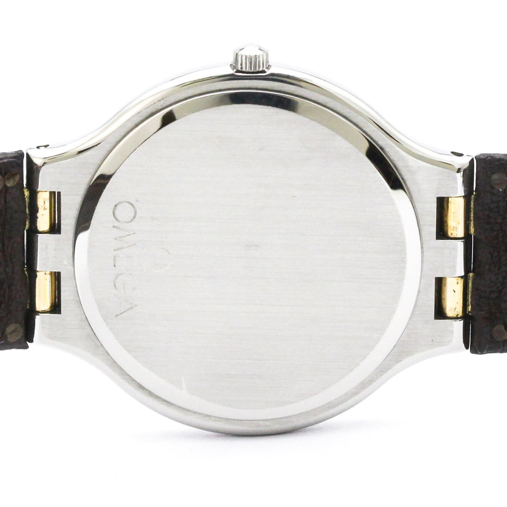 Pre-Owned OMEGA De Ville Symbol K18 Gold Steel Quartz Mens Watch 196.0316 Polished