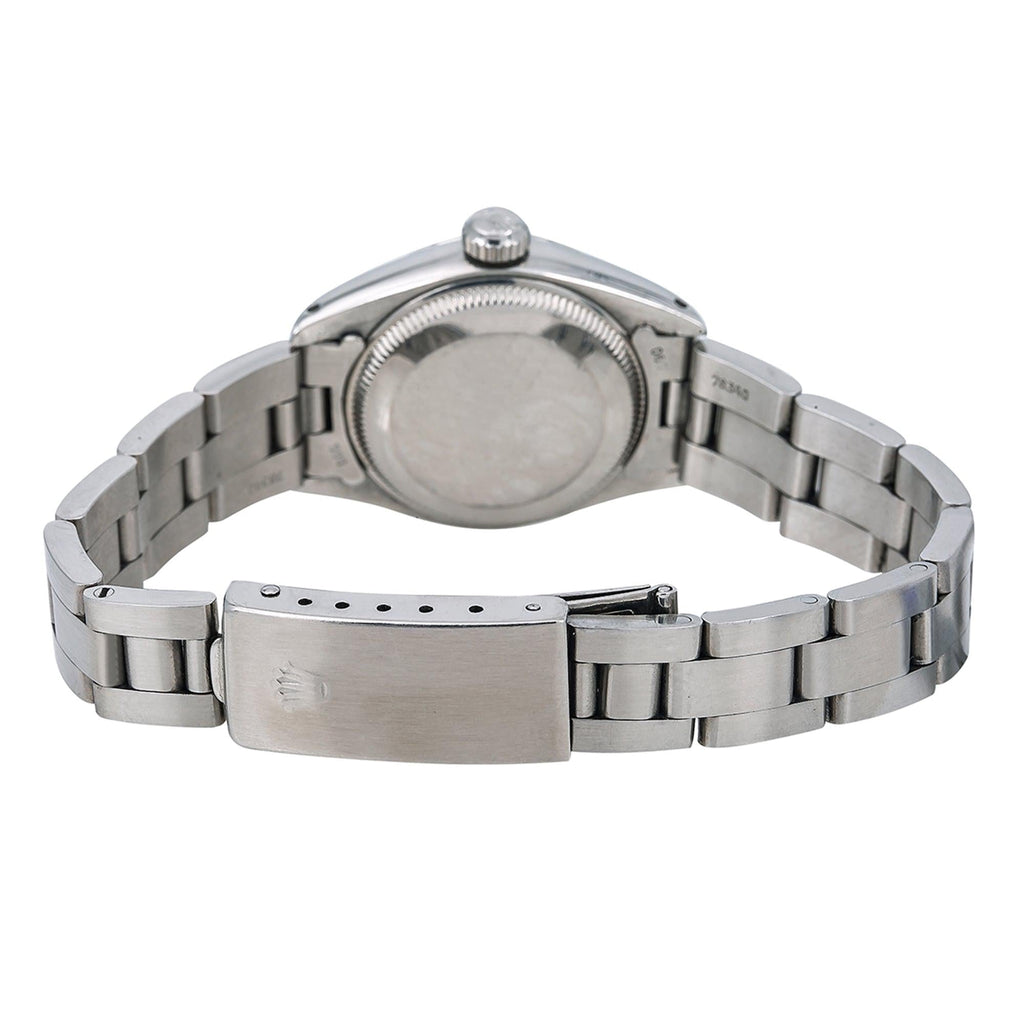 Pre-Owned Rolex Date 26MM 69160 Blue Dial Smooth Bezel Stainless Steel Oyster Bracelet