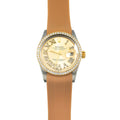 Pre-Owned Rolex Datejust 36MM 1601 Champagne Roman Diamond Dial Diamond Bezel Brown Rubber Strap