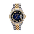 Pre-Owned Rolex Datejust 36MM 16233 Blue Roman Diamond Dial Diamond Bezel Two Tone Yellow Gold Jubilee Bracelet 1.35ct