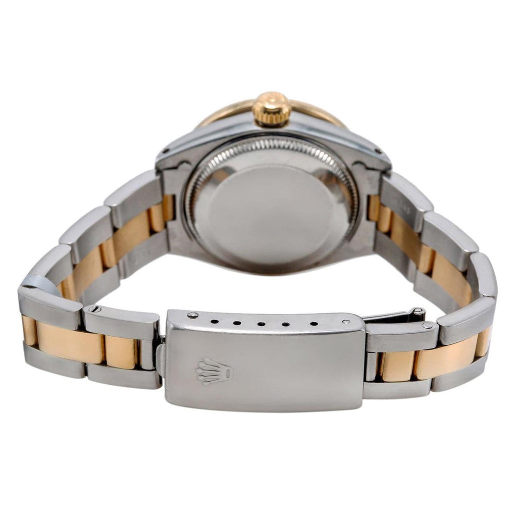 Pre-Owned Rolex Datejust 26MM 69173 Black Diamond Dial Diamond Bezel Two Tone Yellow Gold Oyster Bracelet 0.9ct