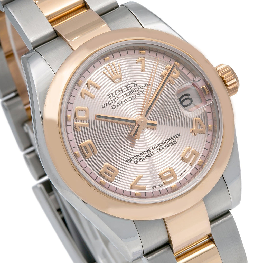 Pre-Owned Rolex Datejust 31MM 178241 Pink Concentric Arabic Dial Smooth Bezel Two Tone Rose Gold Oyster Bracelet