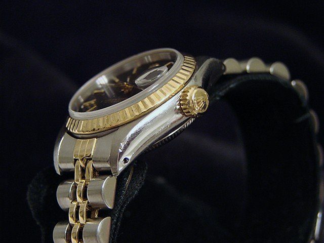 Pre-Owned Ladies Rolex Two-Tone 18K/SS Datejust Black 69173