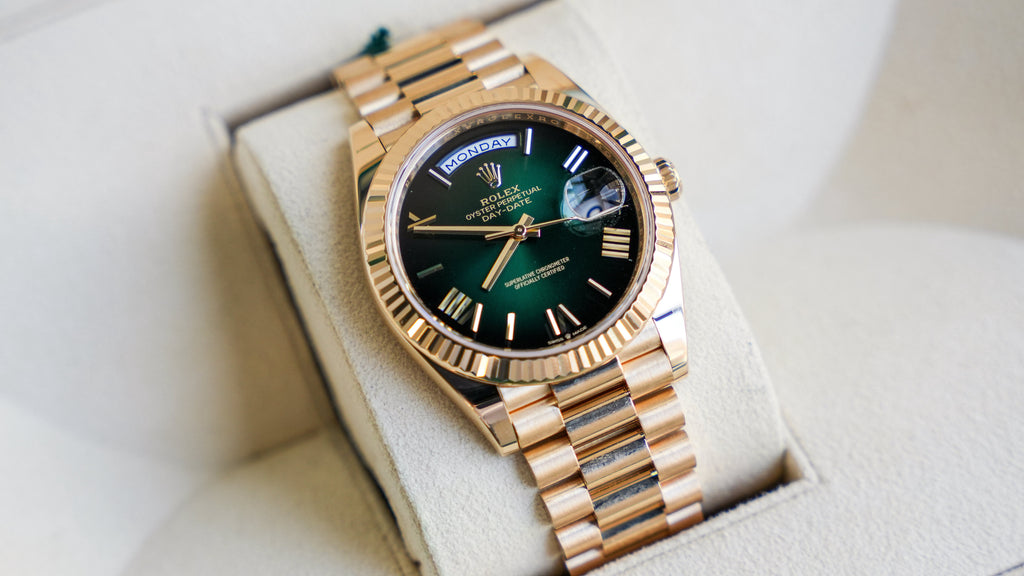 Pre-Owned Rolex Day-Date 40 Green Ombre Dial â€“ 228238