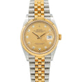 Pre-Owned Rolex Datejust 36MM 126233 Champagne Diamond Dial Fluted Bezel Two Tone Yellow Gold Jubilee Bracelet
