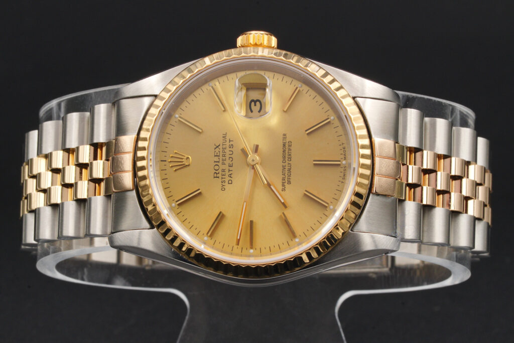 Pre-Owned Mens Rolex Two-Tone Datejust Watch Gold Champagne Dial 16233