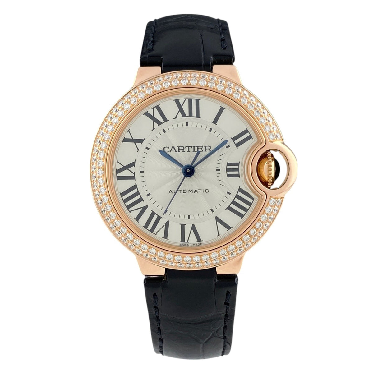 Pre-Owned Cartier Ballon Bleu 33 WE902066 Watch, PG (Pink Gold), Diamond, Leather Strap,...