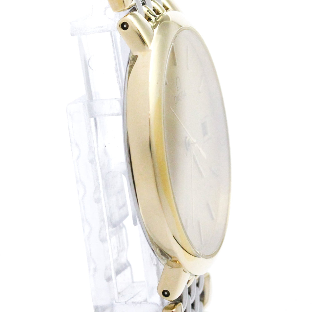 Pre-Owned OMEGA De Ville Gold Plated Steel Quartz Mens Watch 396.1012 Polished