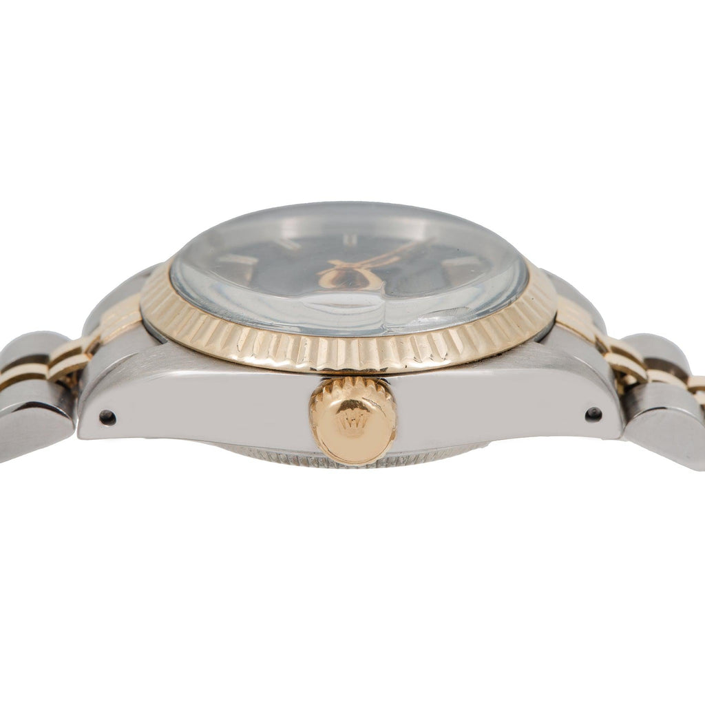 Pre-Owned Rolex Datejust 26MM 6917 Black Dial Fluted Bezel Two Tone Yellow Gold Jubilee Bracelet