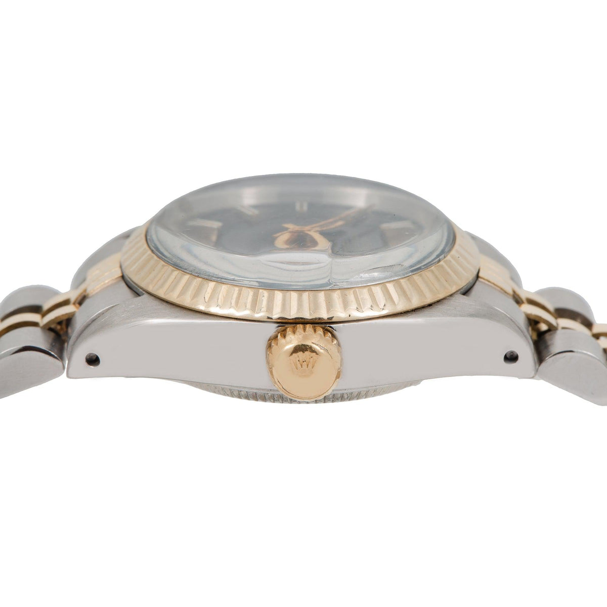 Pre-Owned Rolex Datejust 26MM 6917 Black Dial Fluted Bezel Two Tone Yellow Gold Jubilee Bracelet