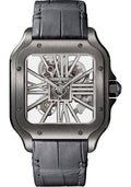 Pre-Owned Cartier Santos de Cartier WHSA0009 39.8MM Skeleton Dial With Alligator Strap