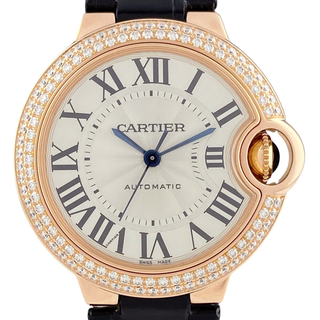 Pre-Owned Cartier Ballon Bleu 33 WE902066 Watch, PG (Pink Gold), Diamond, Leather Strap,...