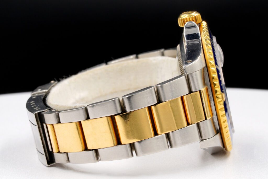 Pre-Owned Mens Rolex Two-Tone 18K/SS Submariner Watch Blue Dial 16613