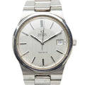 Pre-Owned Omega Geneve watch, Swiss-made quartz, silver dial, stainless steel, men's watch.