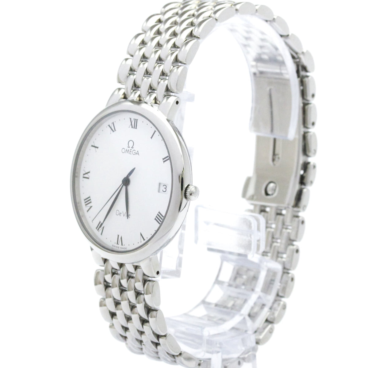 Pre-Owned OMEGA De Ville Quartz Stainless Steel Mens Watch 7520.23 Polished