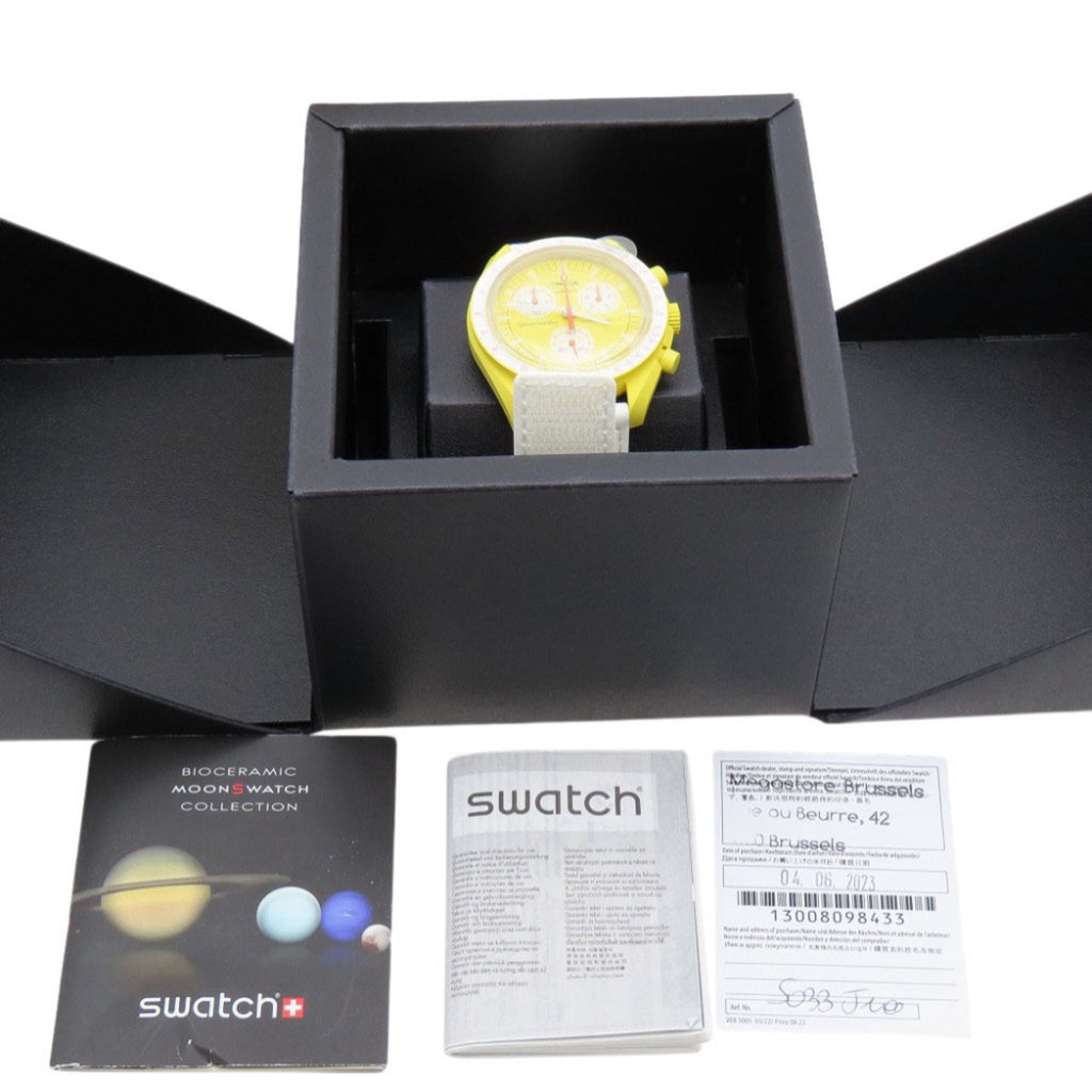 Pre-Owned Omega x Swatch Mission to the Sun Speedmaster SO33J100 Quartz Watch with...