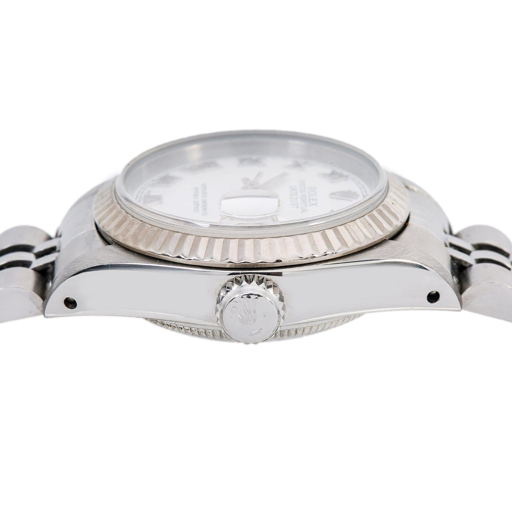 Pre-Owned Rolex Datejust 26MM 6917 White Roman Dial Fluted Bezel Stainless Steel Jubilee Bracelet