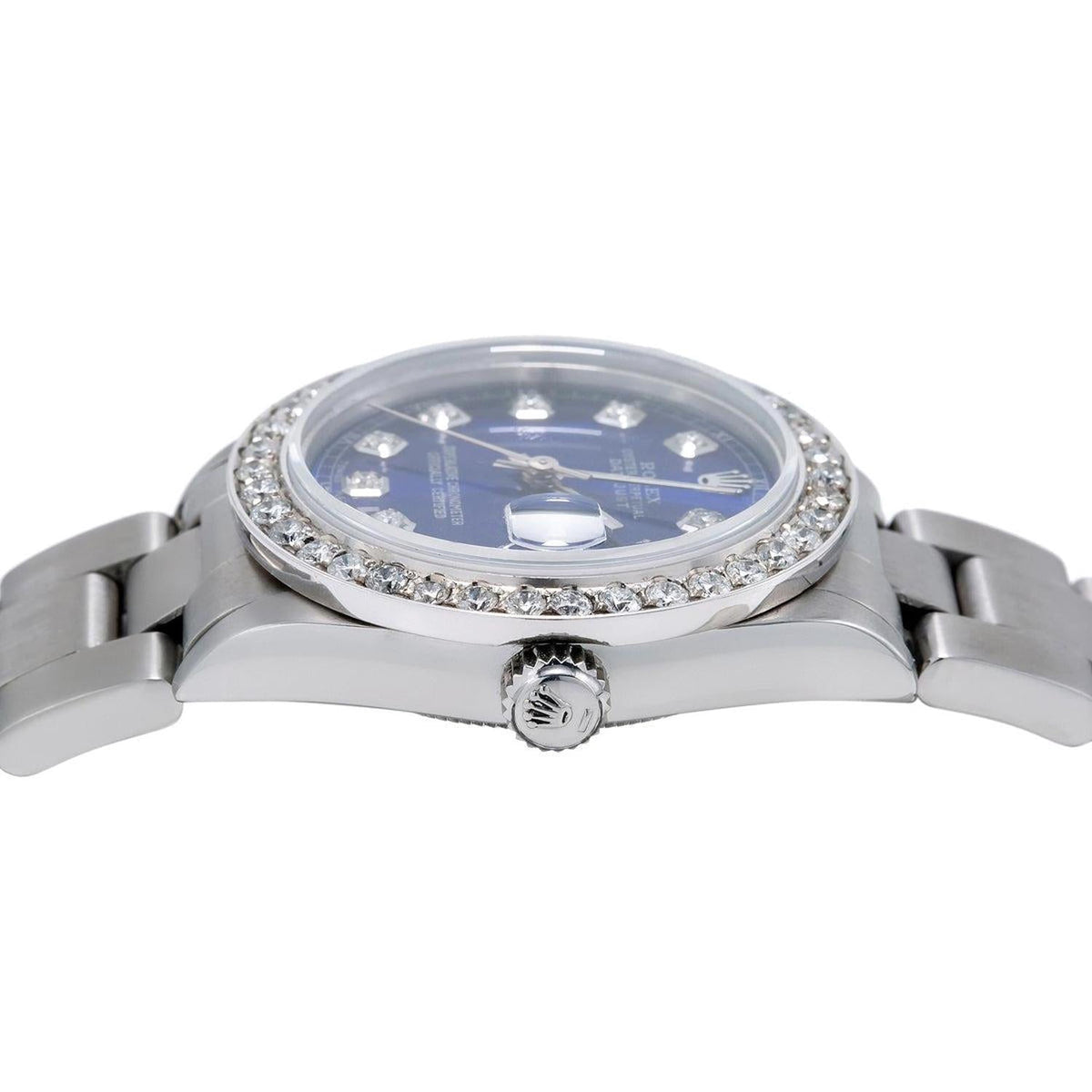 Pre-Owned Rolex Datejust 31MM 78240 Blue Diamond Dial Diamond Bezel Stainless Steel Oyster Bracelet 1.05ct