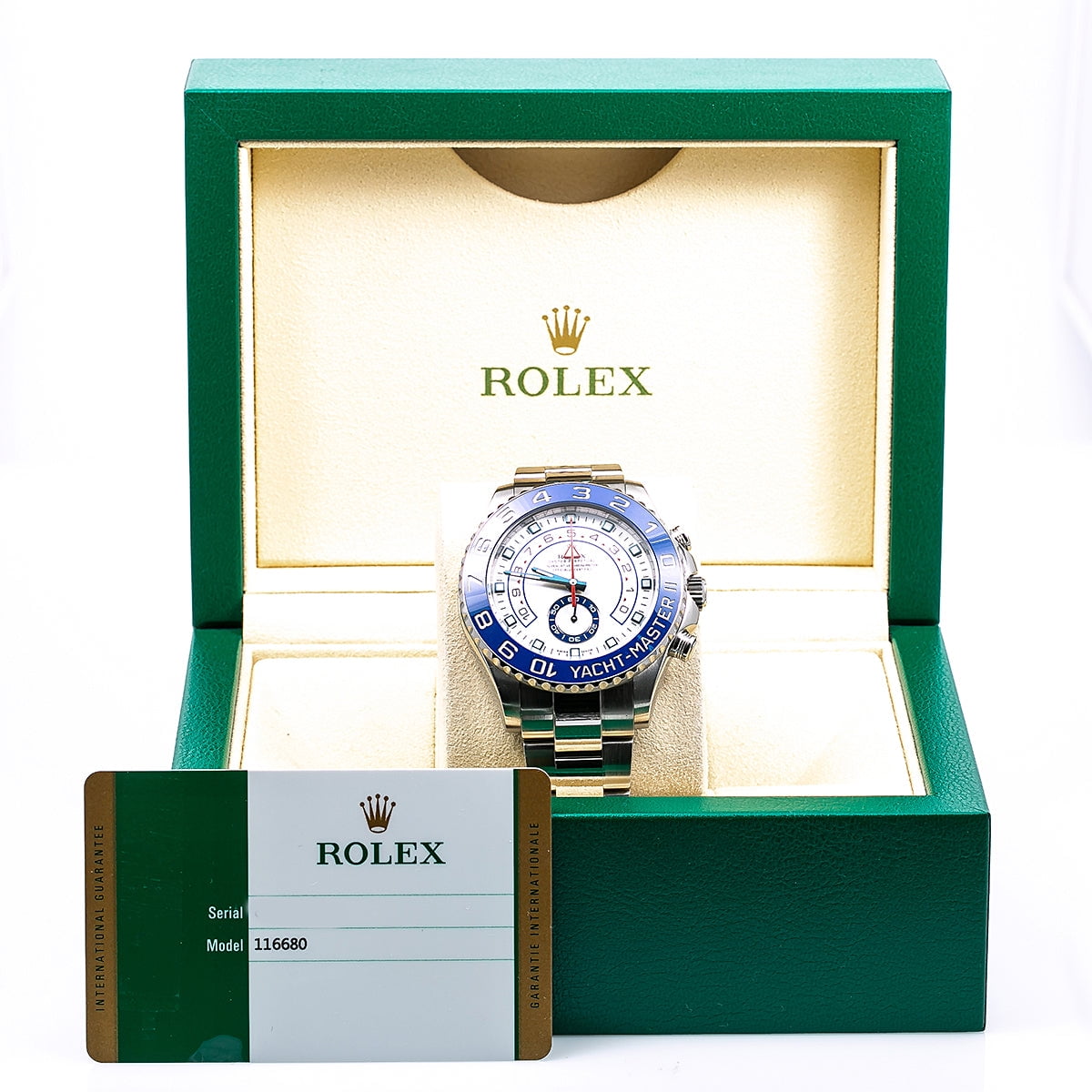 Pre-Owned Rolex Yacht-Master II 116680 44MM White Dial Blue Hands With Stainless Steel Bracelet