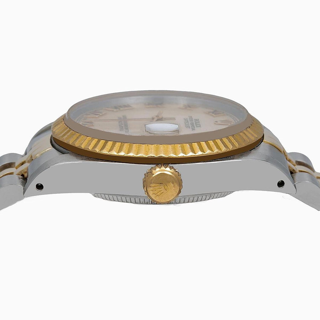 Pre-Owned Rolex Datejust 31MM 6824 Ivory Roman Dial Fluted Bezel Two Tone Yellow Gold Jubilee Bracelet