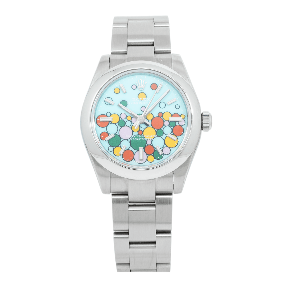 Pre-Owned Rolex Stainless Steel Oyster 177200 Perpetual 31mm with "Custom Celebration Dial" with Oyster Bracelet
