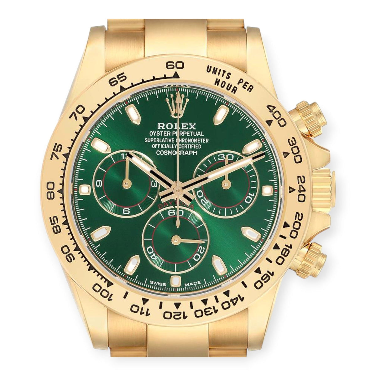Pre-Owned Rolex Daytona 116508 Yellow Gold Green Dial Mens Watch