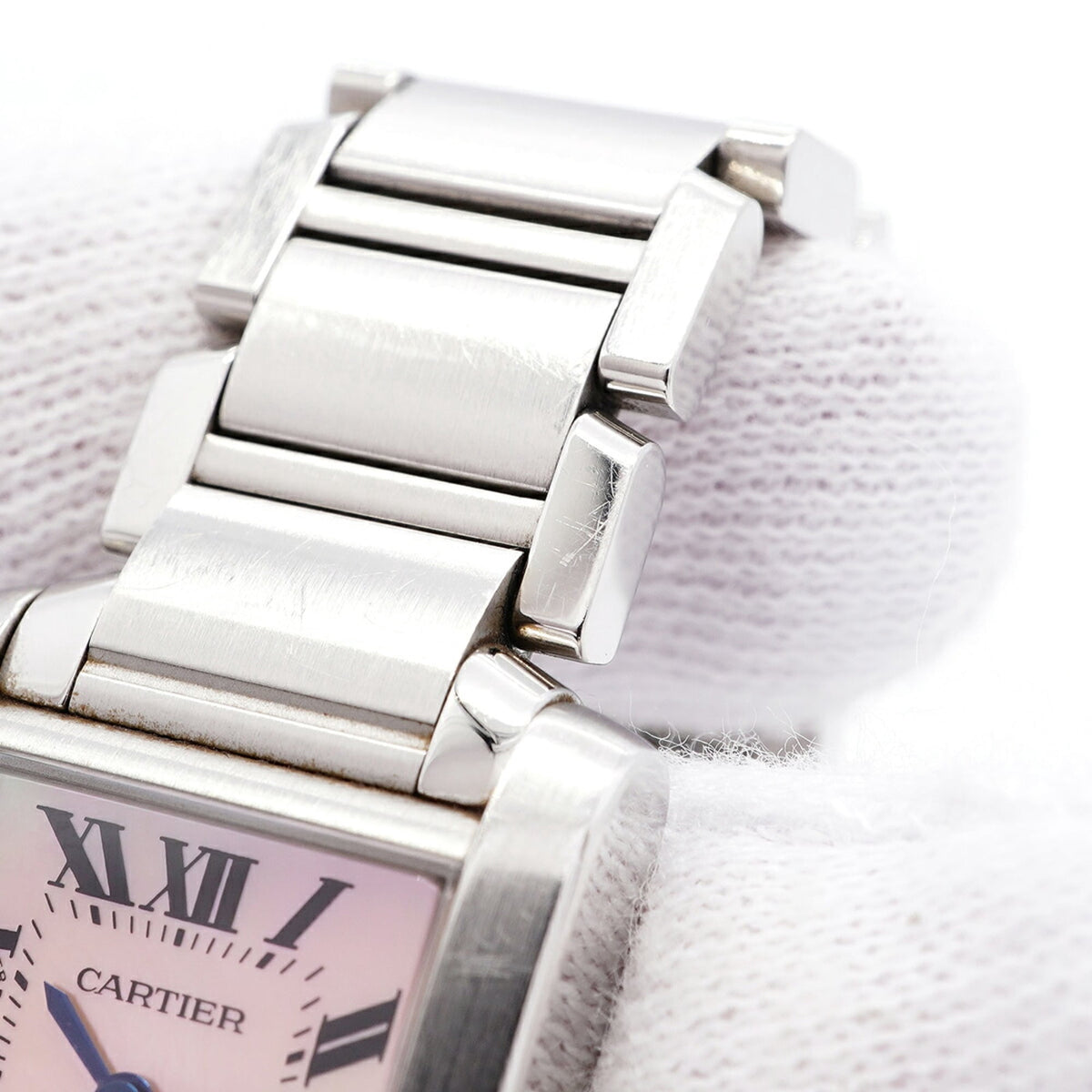 Pre-Owned Cartier Tank Française SM W51028Q3 Pink Dial Women's Watch
