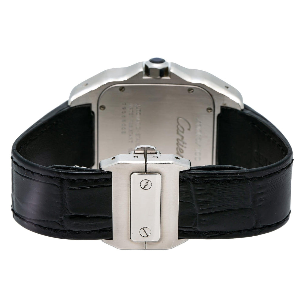 Pre-Owned Cartier Santos 100 2656 38MM White Dial With Leather Bracelet