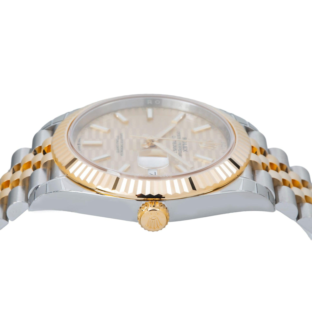 Pre-Owned Rolex Datejust 41MM 126333 Champagne Motif Dial Fluted Bezel Two Tone Yellow Gold Jubilee Bracelet