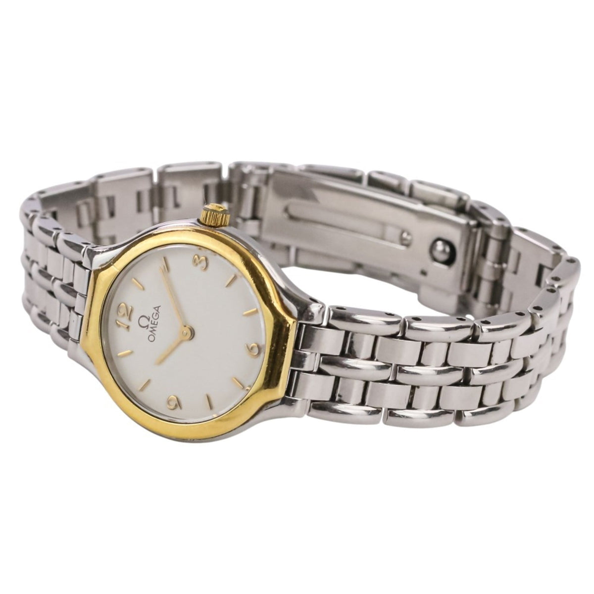 Pre-Owned OMEGA De Ville Symbol Quartz Watch, White Dial, Silver/Gold Color, Women's