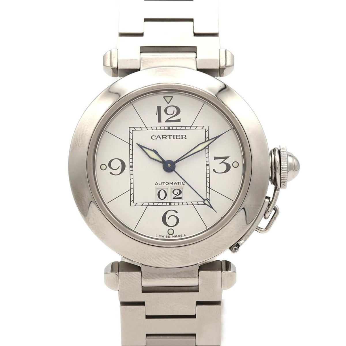 Pre-Owned Cartier Pasha C Grande Date W31055M7 Stainless Steel Automatic Watch