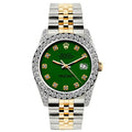 Pre-Owned Rolex Datejust 26MM 6917 Green Diamond Dial Diamond Bezel Two Tone Yellow Gold Jubilee Bracelet 1.2ct