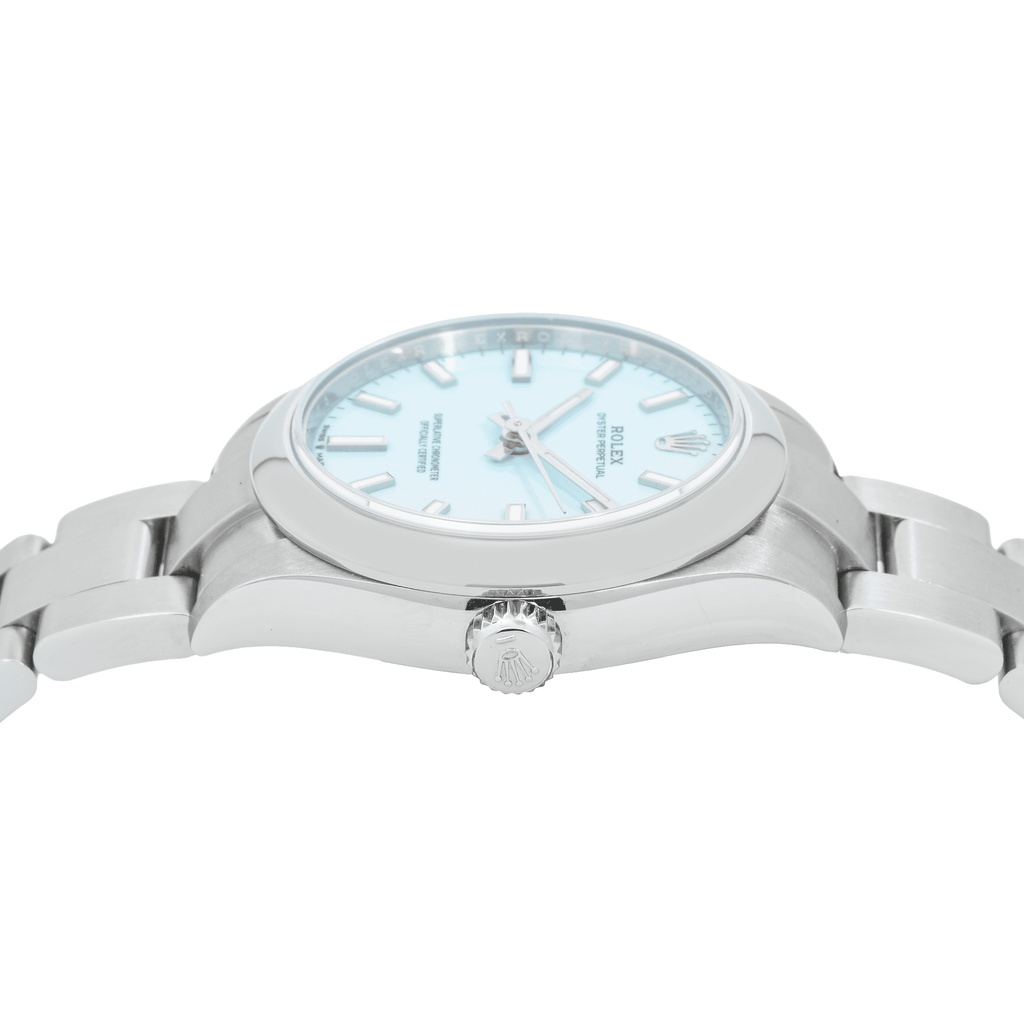 Pre-Owned Rolex Oyster Perpetual 31MM 277200 Ice Blue Dial Smooth Bezel Stainless Steel Oyster Bracelet