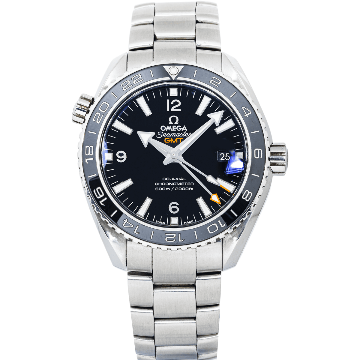 Pre-Owned Omega Seamaster Planet Ocean 600M GMT 43.5mm Black Dial Stainless Steel Bracelet Watch