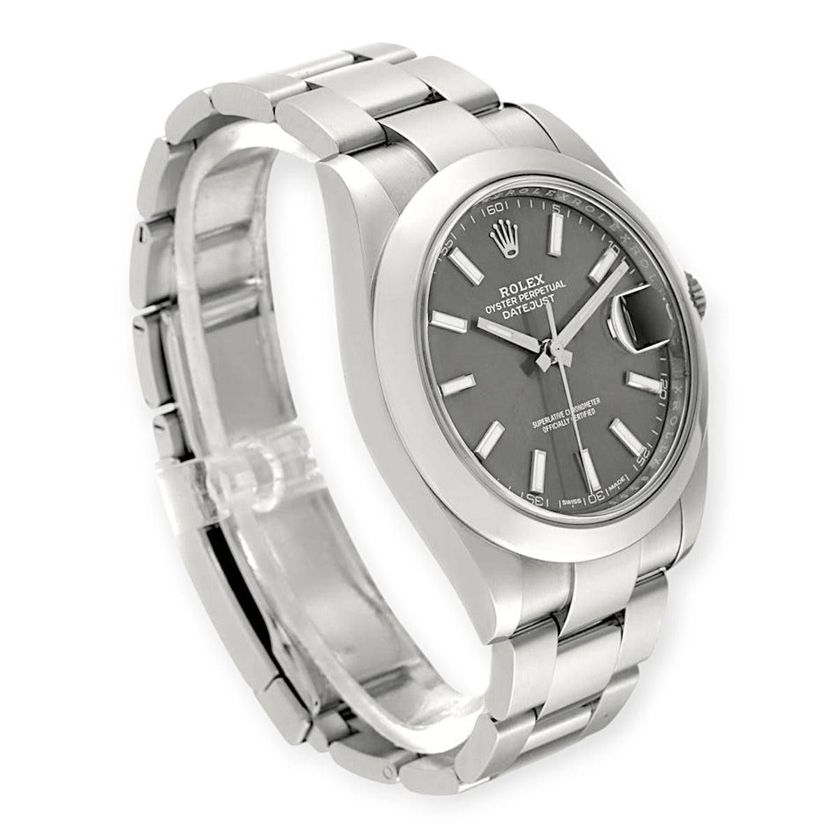 Pre-Owned Rolex Datejust 41 Slate Dial 126300 Smooth Bezel Steel Mens Watch