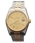 Pre-Owned Mens Rolex Two-Tone Datejust Watch Gold Champagne Dial 16233