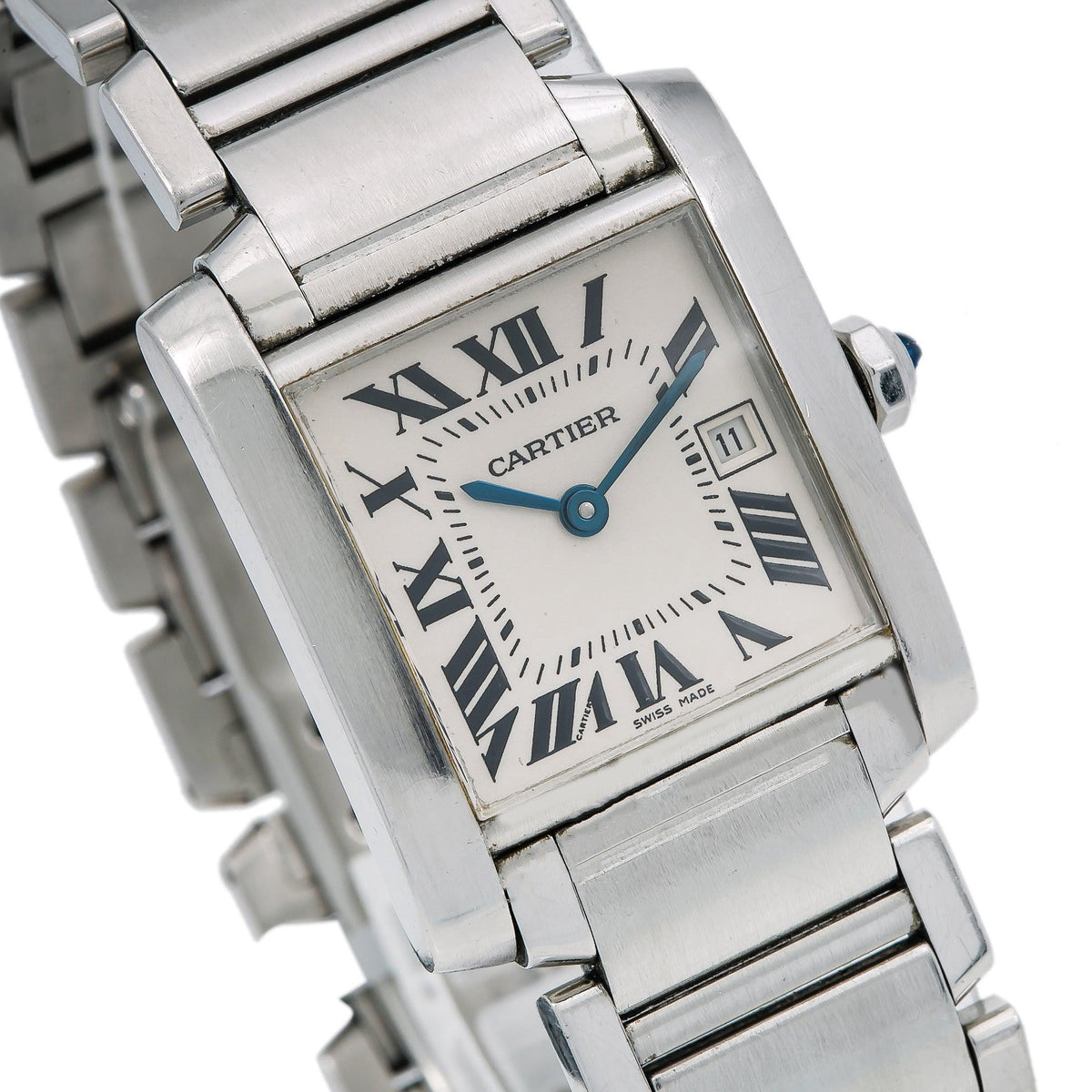 Pre-Owned Cartier Tank Francaise W51011Q3 25 x 31 mm White Dial with Stainless Steel Bracelet