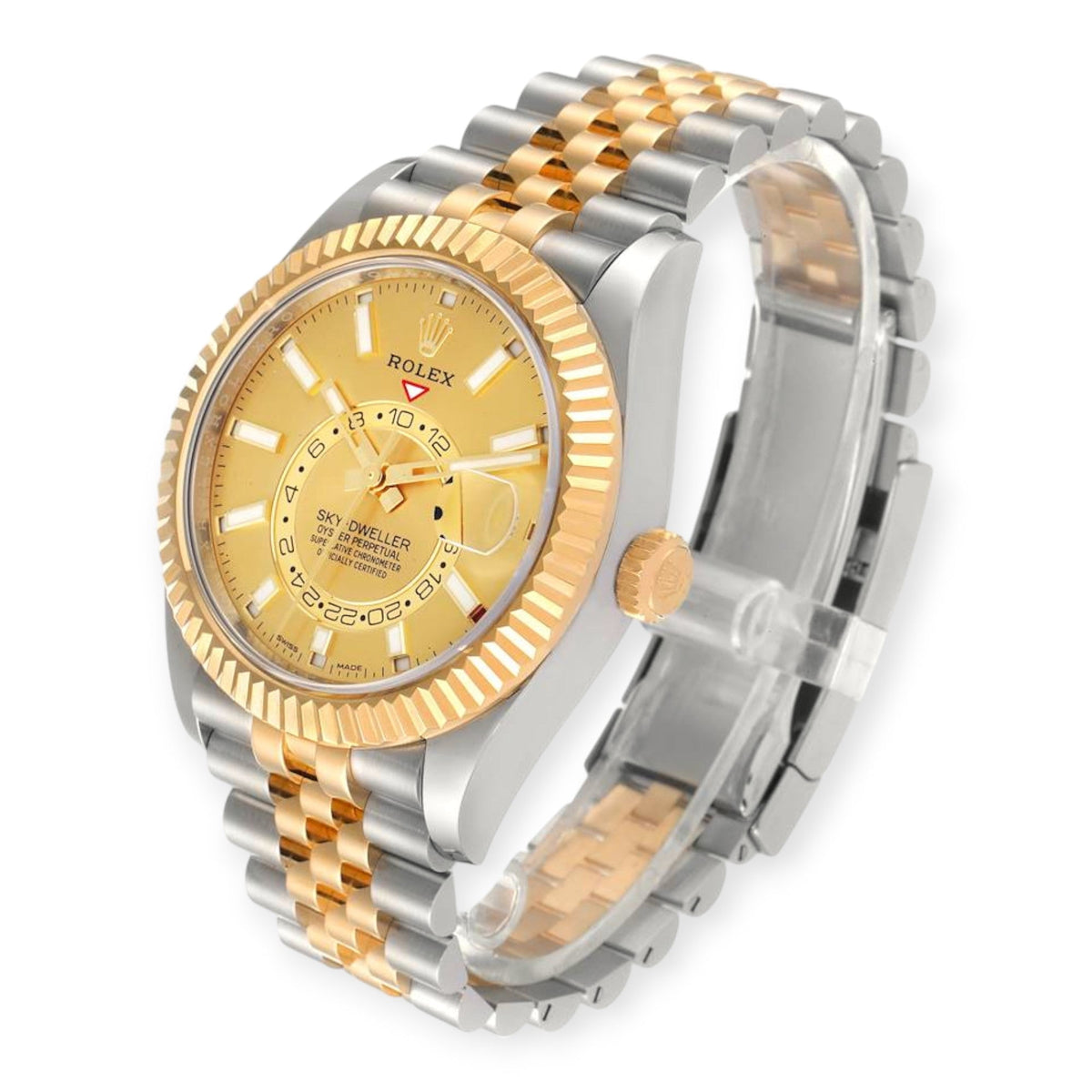 Pre-Owned Rolex Sky-Dweller 326933 Men’s Stainless Steel and Yellow Gold Champagne Dial 42mm Automatic Watch –