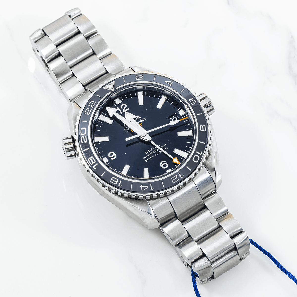 Pre-Owned Omega Seamaster Planet Ocean 600M GMT 43.5mm Black Dial Stainless Steel Bracelet Watch