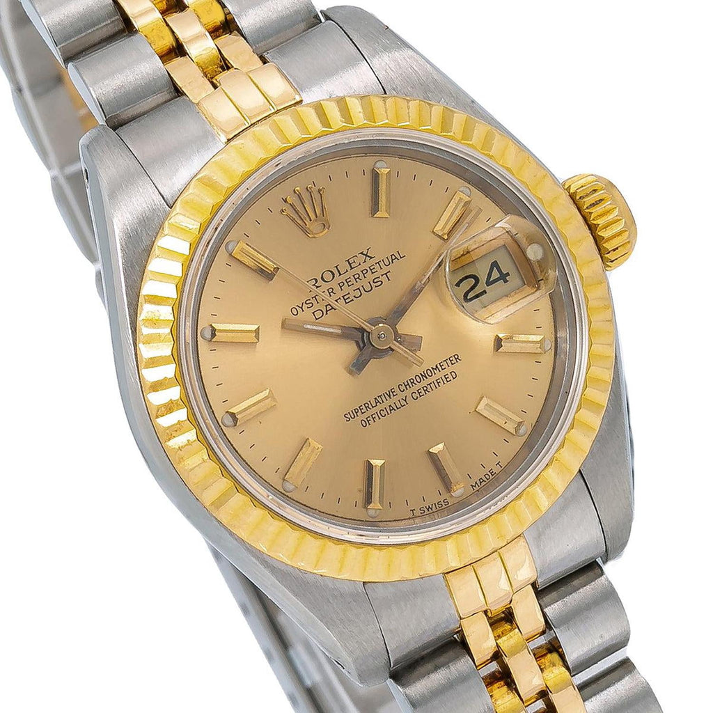 Pre-Owned Rolex Datejust 26MM 6917 Champagne Dial Fluted Bezel Two Tone Yellow Gold Jubilee Bracelet