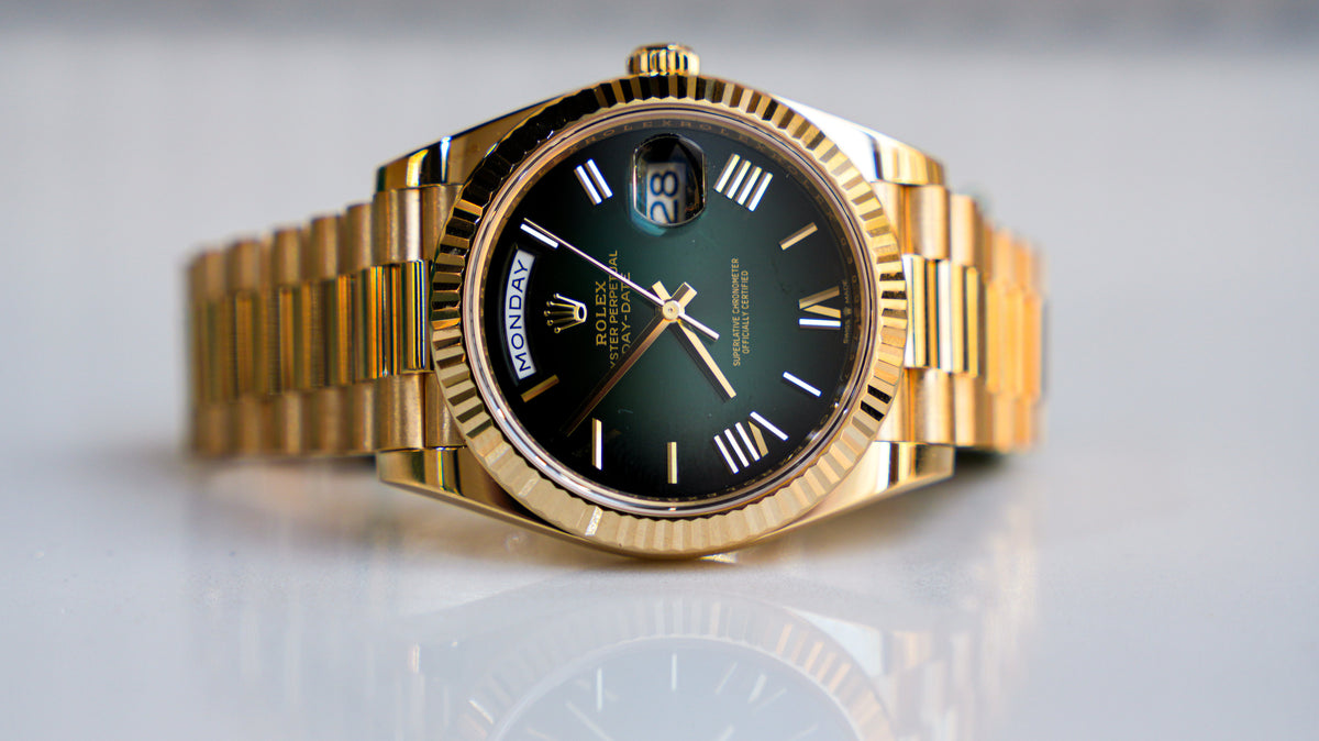 Pre-Owned Rolex Day-Date 40 Green Ombre Dial â€“ 228238