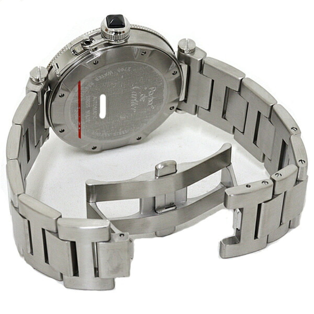 Pre-Owned Cartier Pasha Seatimer W31077M7 Men's Watch, Black Dial, Stainless Steel, Automatic...