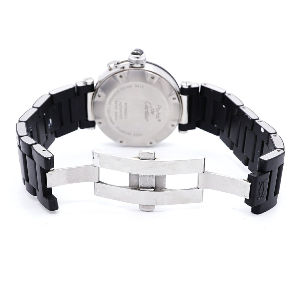 Pre-Owned Cartier Pasha Seatimer W31077U2 Black Dial Men's Watch