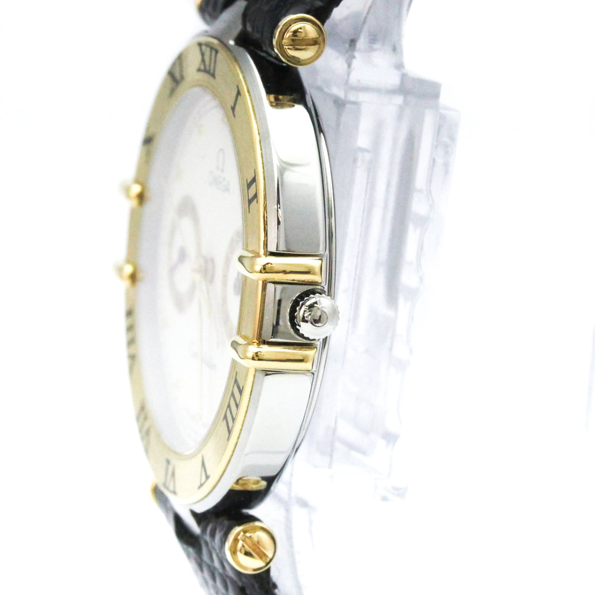 Pre-Owned OMEGA Constellation Day date 18K Gold Quartz Watch 196.1070 Polished