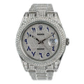 Pre-Owned Rolex Datejust 41MM 116300 Diamond Paved Eastern Arabic Dial Diamond Bezel Stainless Steel Full Diamond Oyster Bracelet 13ct