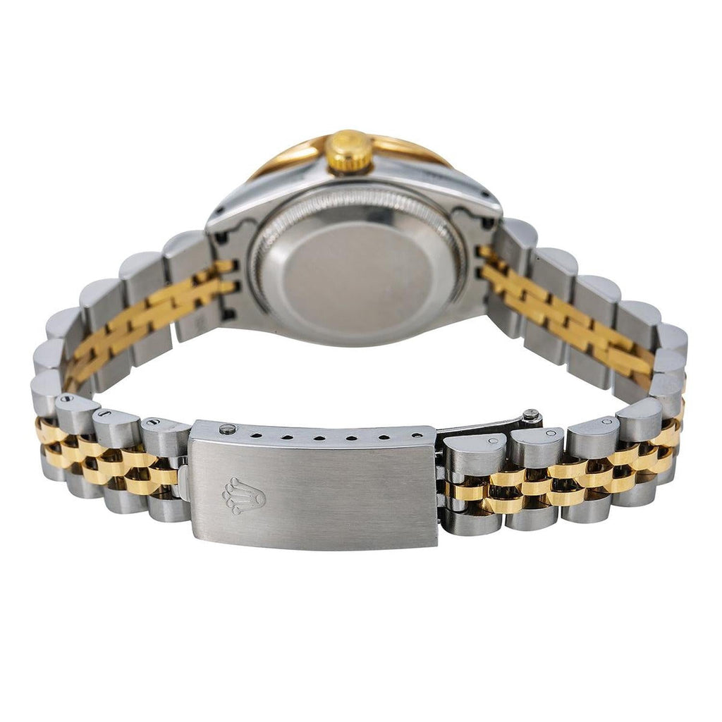 Pre-Owned Rolex Datejust 26MM 69173 Red Diamond Dial Diamond Bezel Two Tone Yellow Gold Jubilee Bracelet