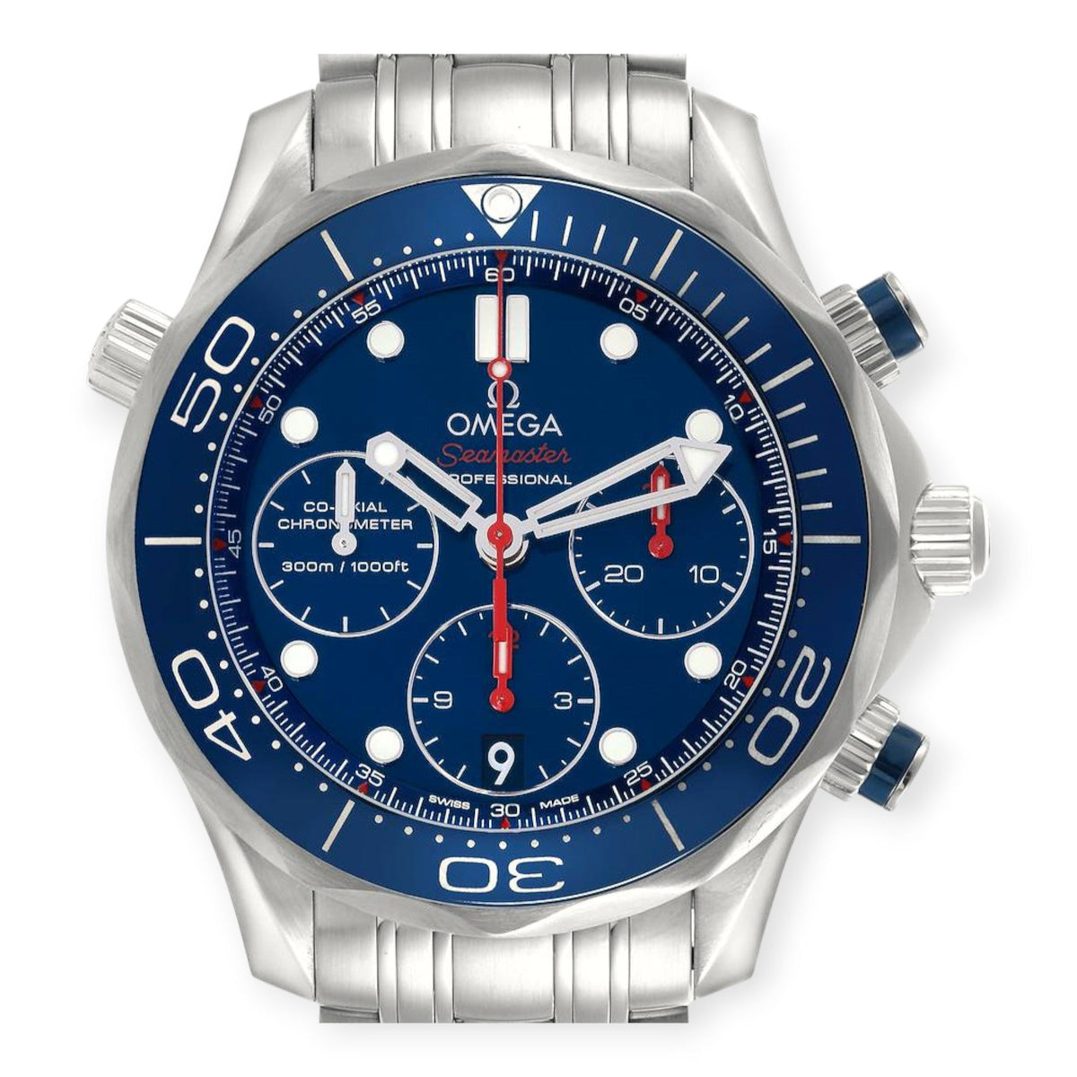 Pre-Owned Omega Seamaster Diver 300M 44 Blue Dial 212.30.42.50.03.001 Mens Watch
