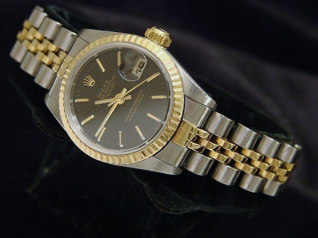 Pre-Owned Ladies Rolex Two-Tone 18K/SS Datejust Black 69173