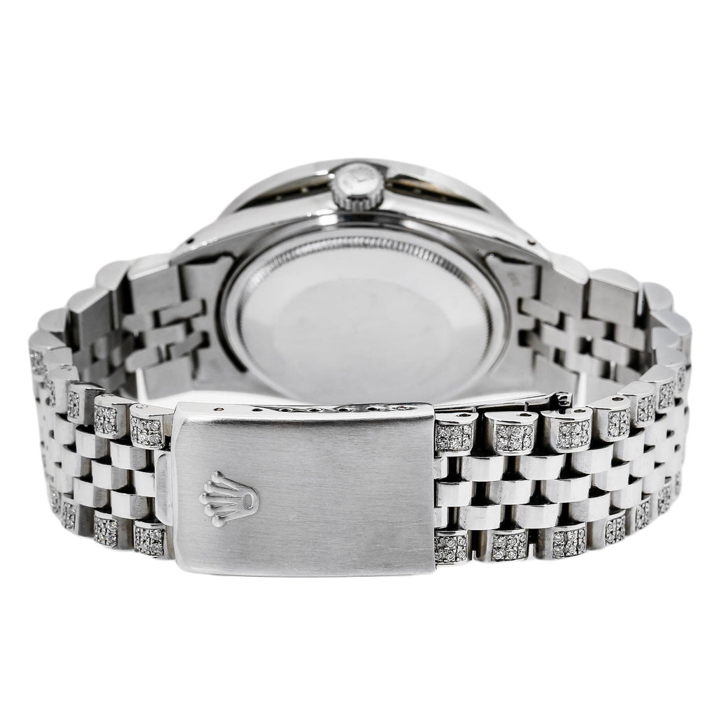 Pre-Owned Rolex Datejust 36MM 16234 White Mother of Pearl Diamond Dial Diamond Bezel Stainless Steel Semi Diamond Jubilee Bracelet