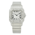 Pre-Owned Cartier Santos Galbée XL 32MM W20098D6 / 2823 Silver Roman Dial Diamond Bezel Stainless Steel Bracelet